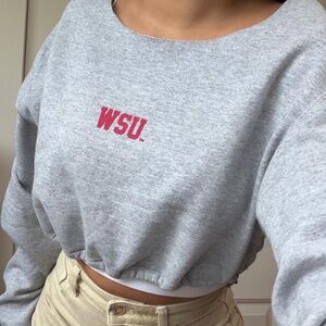 Washington State Gray Crop Vintage Sweatshirt Small